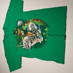 St Patrick's Day Kitty Unicorn Tee Size S